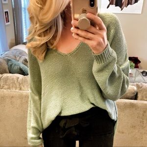 Teal V-Neck Sweater ✨